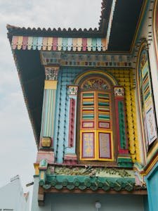 Colourful traditional shophouse architecture in Little India, Singapore